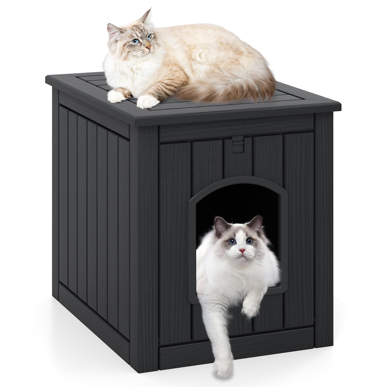 Tangkula Litter Box Enclosure with Flip Front Door & Raised Floor
